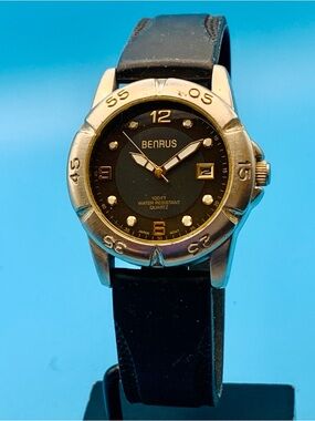 BENRUS BNW732 Men’s Vintage Wristwatch Backlight Japan Movt Works New Batt/Strap